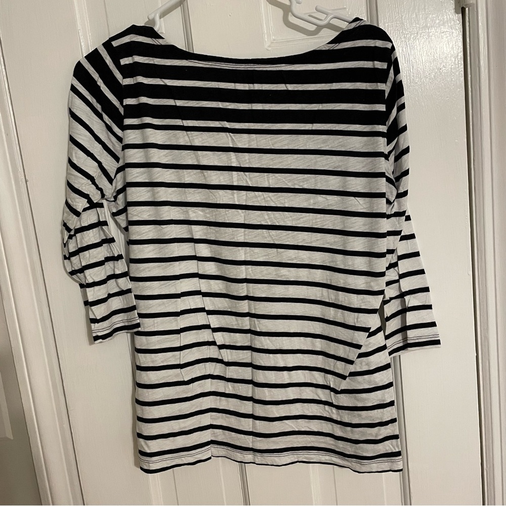 JC Penney’s 3/4 sleeve top striped navy and white Large